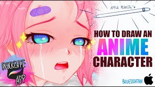 HOW TO DRAW AN ANIME CHARACTER just for CHILL Bluesssatan IPAD PROProcreate [upl. by Sirrah93]