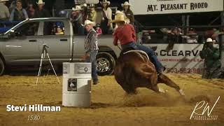 Barrel Racer Stevi Hillman at the Mt Pleasant Texas PRCA Rodeo 2023 [upl. by Anawait]