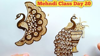 Free Basic to bridal mehndi class Day 20  Peacock mehndi designs  Mehndi designs [upl. by Ardis68]