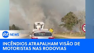 Incêndios florestais prejudicam visibilidade de motoristas nas estradas  SBTNewsnaTV 11092024 [upl. by Enida]