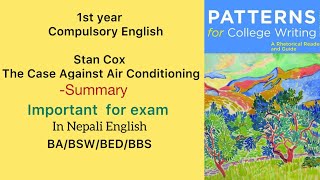 Stan Cox The Case Against Air Conditioning Summary in Nepali  BABBSBSWBED 1st year English [upl. by Brandy]