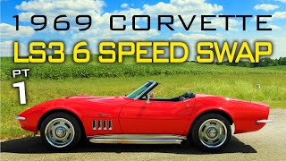 Chevrolet C3 Corvette LS Swap 6 Speed Manual Transmission Swap at V8 Speed and Resto Shop Part 1 [upl. by Salangia]