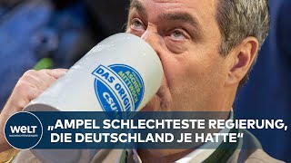 BIERGESCHWÄNGERTE BREITSEITE aus Bayern Markus Söders Rede zum politischen Aschermittwoch [upl. by Ecinereb]