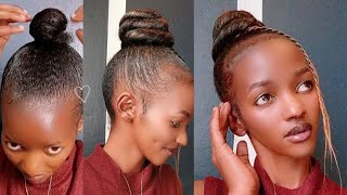 How to top knot bun on natural hair 😍 [upl. by Ingmar]