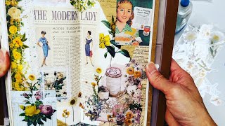 Vintage Retro Collage Spread Using Items From Journalsay [upl. by Anneirda]