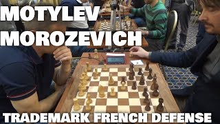 Trademark French defense by Morozevich  Tactics all around the board [upl. by Gannes]