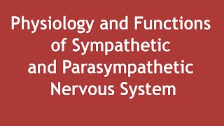 Physiology and Functions of Sympathetic and Parasympathetic Nervous System ENGLISH  Dr Shikha [upl. by Banerjee814]