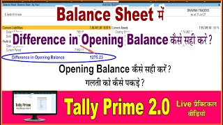 Difference in Opening Balance Show in Tally PrimeHow Set Opening Balance From Balance sheet InTally [upl. by Averat56]