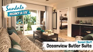 Sunset Bluff Oceanview One Bedroom Butler Suite RP1  Sandals La Toc St Lucia  Tour amp Review 4K [upl. by Shadow]