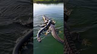 Giant python and giant crocodile fight on the lake beautiful pictures [upl. by Andromada385]