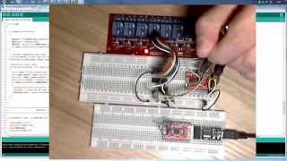 Relay Board controled by a Shift Register 74HC595 using a Moteino [upl. by Nivrag904]