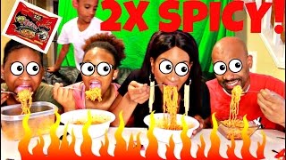 2X SPICY NUCLEAR FIRE NOODLE CHALLENGE MUKBANG YUMMYBITESTV [upl. by Ahteres]