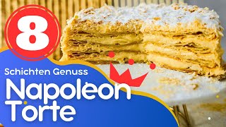 Vanilleträume in Schichten Napoleon Torte  8 Tortenschichten ohne Gelatine  Vanillecreme Rezept [upl. by Solotsopa93]