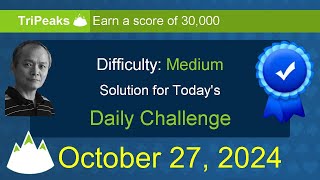 Microsoft Solitaire Collection TriPeaks  Medium  October 27 2024 [upl. by Llenra758]