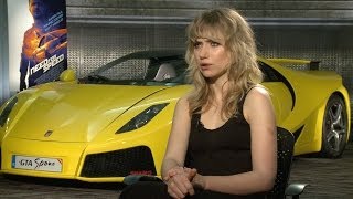 NEED FOR SPEED star Imogen Poots on working with Aaron Paul and Andre 3000 [upl. by Atila]