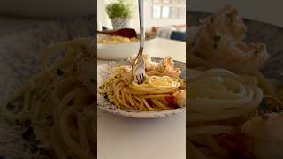 Spaghetti aglio e olio with shrimp easyrecipe shrimppasta dinnerrecipe [upl. by Querida]