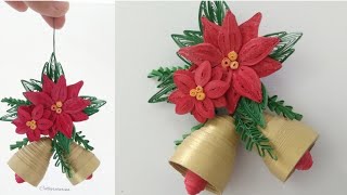 DIY Easy Christmas Decoration Idea  Quilling Christmas Flowers Poinsettia 3D [upl. by Adniled]