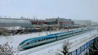 YHT  Turkish HighSpeed Trains in Winter  1 [upl. by Aitital]