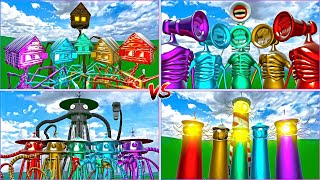 ALL COLOR MONSTER BATTLE House Head VS SIREN HEAD Tripod LightHouse [upl. by Alcock449]