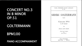 Goltermann Concerto No 3 in B minor Opus 51 piano accompaniment bpm 100 [upl. by Herta]