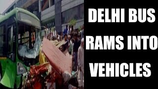 Azadpur accident Delhi DTC bus rams into vehicles killing two  Oneindia News [upl. by Sgninnej737]