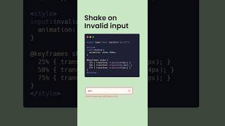 Invalid input shake animation using HTML CSS webdesign webdevelopment htmldesign coding shorts [upl. by Aliuqa]