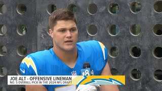 Chargers top draft pick offensive lineman Joe Alt talks about his upcoming first NFL season [upl. by Neeli]