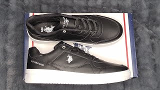 US POLO ASSN LEE BLACK  unBoxing 📦👟 [upl. by Urdna]