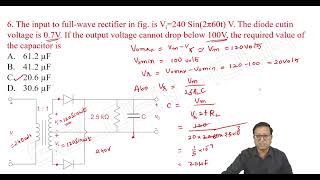 Rectifiers 11 Problems on Capacitor Filter [upl. by Ailhat]