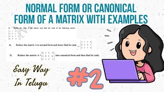 Normal Form or Canonical Form Of A Matrix With Examples 1  Mathematics ‎5MinuteLessons [upl. by Eiral166]