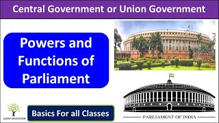 Powers and functions of Parliament  Central Government  Political Science [upl. by Novikoff]