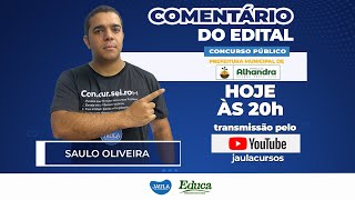 COMENTÁRIO DO EDITAL DA PREFEITURA DE ALHANDRAPB [upl. by Nnel286]