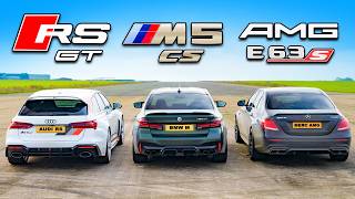 BMW M5 CS vs Audi RS6 GT vs AMG E63 S CORRIDA DE ARRANCADA [upl. by Ajax897]