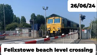 Felixstowe beach level crossing Suffolk 26624 [upl. by Wendie640]