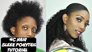 How To Do Sleek Ponytail On Short 4C Natural Hair Tutorial  Ali Annabelle [upl. by Judenberg]