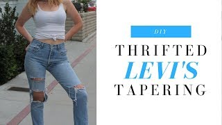 Tapering Thrifted Levis EXACTLY to Your Body DIY  Katie Fredrickson [upl. by Imoin]