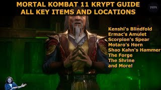 The Mortal Kombat 11 Krypt Guide  MK11 Key Items Locations  Ermacs Amulet Blindfold Forge Shrine [upl. by Roeser]