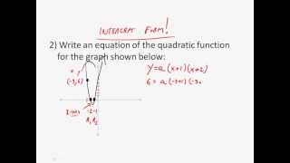 Algebra 2  Writing the Intercept Form of a Quadratic Function [upl. by Camp608]