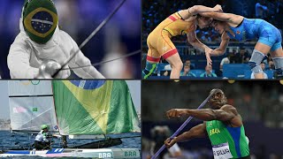 Paris2024 os resultados do Brasil na vela pentatlo moderno atletismo e luta livre  AFP [upl. by Dijam]