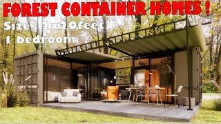 OffGrid Living in a 2x20ft Shipping Container Home  Small container house surrounded by many trees [upl. by Secnarf710]