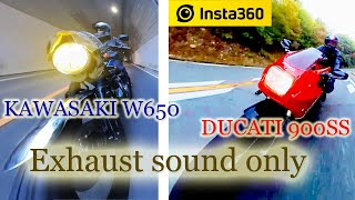 【KAWASAKI W650ampDUCATI 900SS】ひたすら六甲を走るだけの動画 排気音のみ BGMなし insta360 X3 [upl. by Aidnama427]