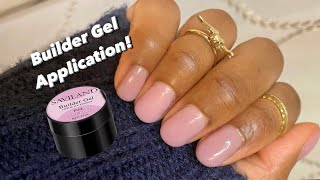 How to apply Saviland Pink Builder Gel Application on Short Natural Nails [upl. by Mauchi]