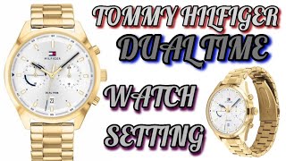 Tommy Hilfiger Dual Time Watch Time Configuration navyawatchgallery [upl. by Helban]