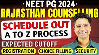 Rajasthan NEET PG Counselling 2024 Schedule Out  Complete Process  Expected Cutoff neetpg24 [upl. by Hamrnand]