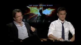 Gary Oldman amp Joseph GordonLevitt  The Dark Knight Rises Interview with Tribute [upl. by Roosnam629]