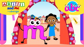 LETTER M Adventures ABC learning for toddlers  Learn and Play with Akili and Me [upl. by Nauqed]