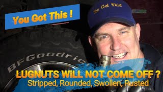 How To Remove a Lug Nut That Will Not Come Off Spinning Swollen Stripped Seized Rusted Ford 150 [upl. by Narmis]