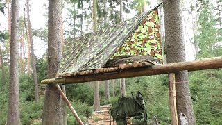 Übernachtung im Bushcraft Hochbett  Hirsche im Odenwald gesehen [upl. by Nordin450]