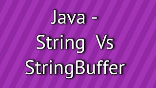 Java String Vs StringBuffer [upl. by Kalle177]