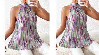 DIY How to Cut and Sew HALTER NECK TOP Easy Beginners Friendly Tutorial [upl. by Nueoht676]